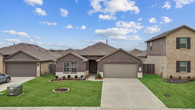 view of front facade with a garage and a front yard