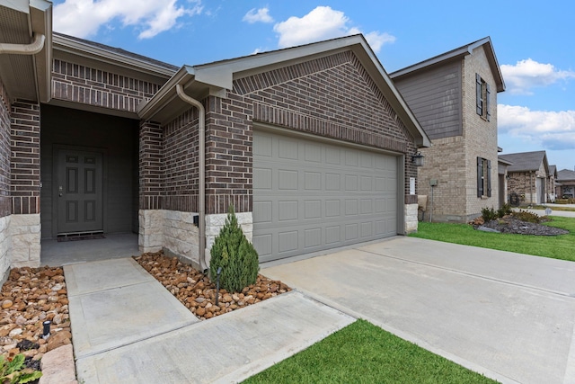 exterior space with a garage