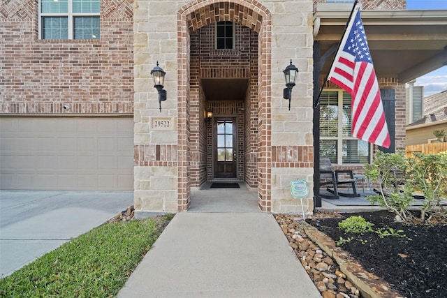 entrance to property with a garage