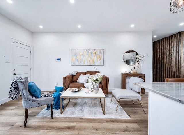 living room featuring light wood-type flooring