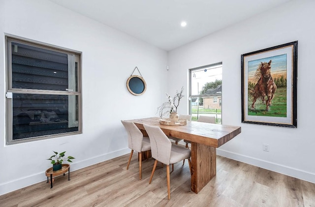 dining area featuring light hardwood / wood-style floors