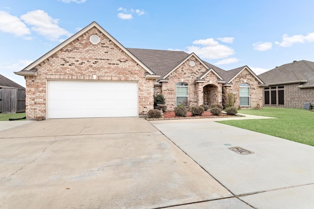 view of front of house with a garage and a front yard