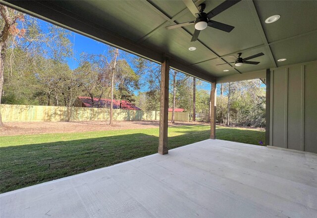 view of patio / terrace featuring ceiling fan