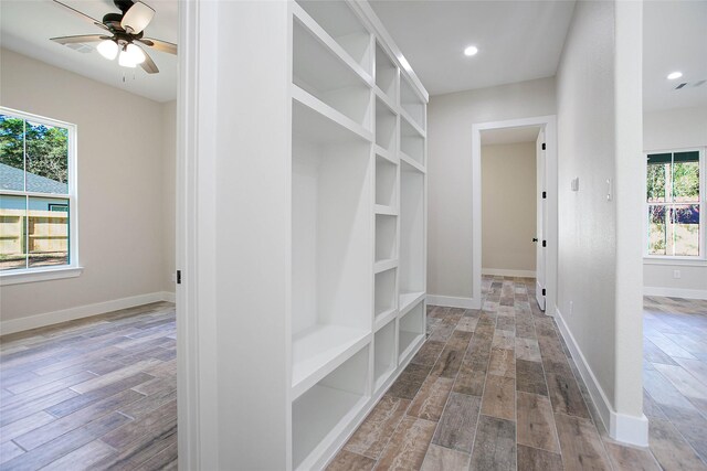 mudroom with ceiling fan