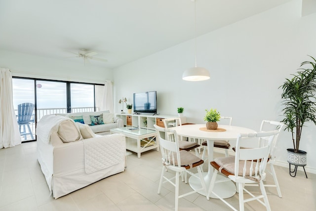 living room with ceiling fan