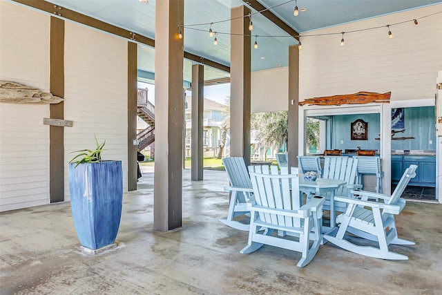 view of patio featuring exterior bar