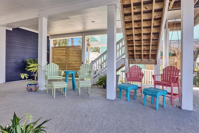 view of patio with stairway