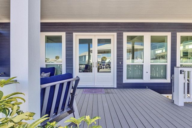 property entrance featuring french doors