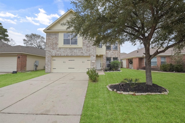 view of front of house featuring a garage and a front yard