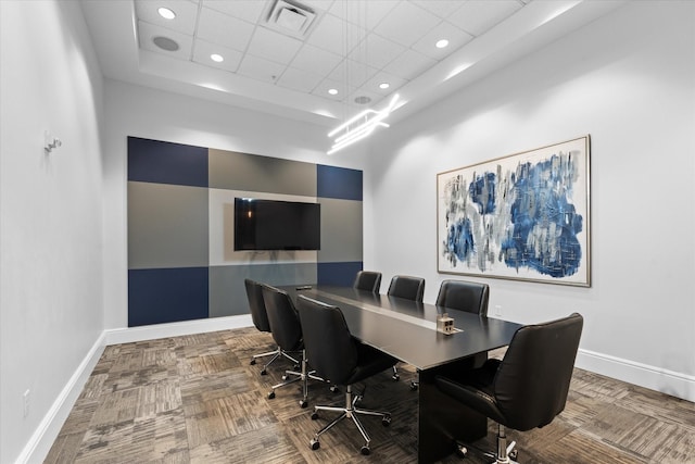 home office featuring a paneled ceiling