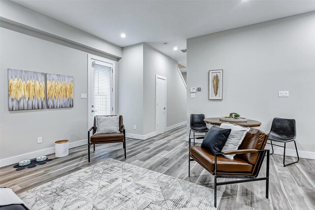 sitting room featuring light wood-type flooring