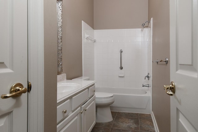 full bathroom featuring vanity, tile patterned flooring, toilet, and shower / bath combination