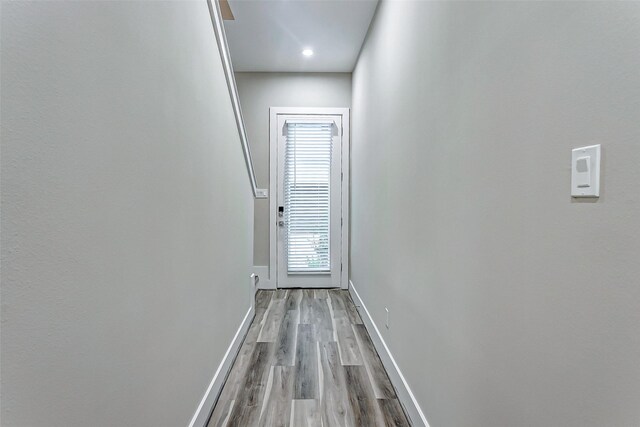 entryway with light hardwood / wood-style flooring