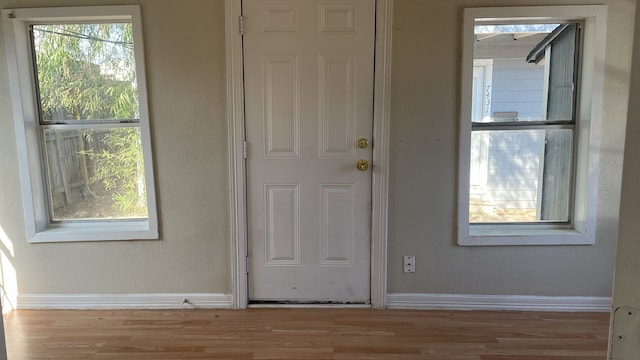 entrance foyer with light hardwood / wood-style floors