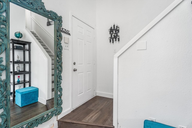 foyer entrance with dark hardwood / wood-style floors