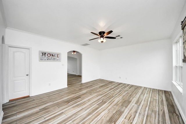 spare room featuring ceiling fan