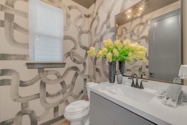 bathroom with toilet and vanity