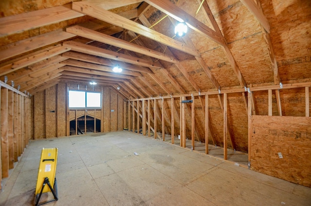 view of unfinished attic