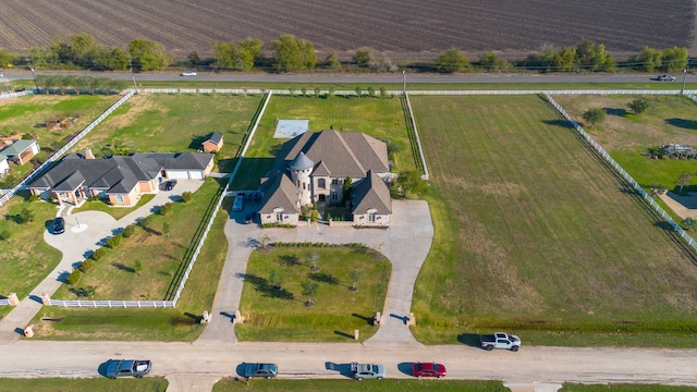 drone / aerial view with a rural view