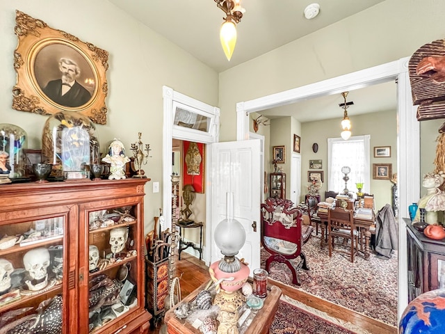 dining area with hardwood / wood-style flooring