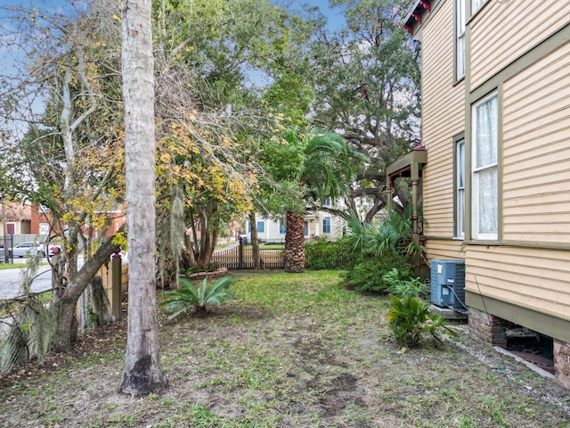 view of yard featuring central AC unit