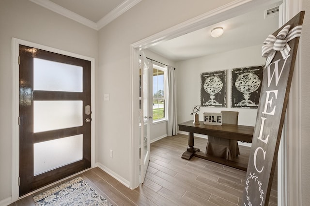 entryway with ornamental molding