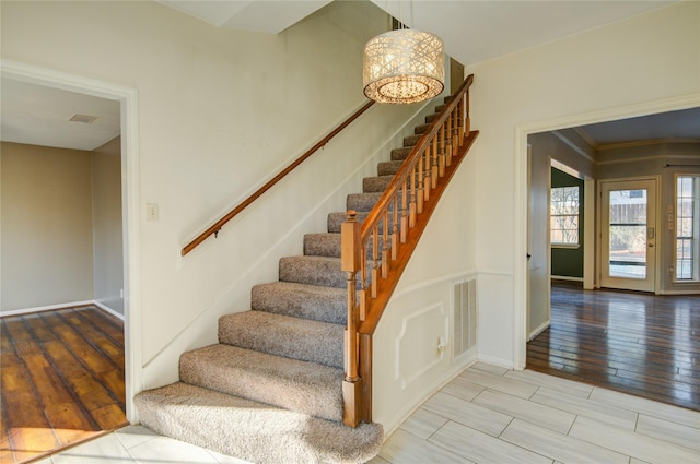 stairs with ornamental molding