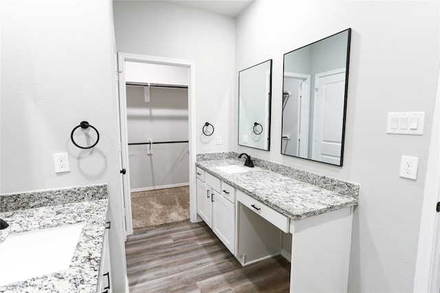 bathroom featuring hardwood / wood-style floors and vanity