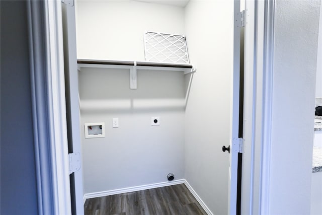 laundry room featuring washer hookup, dark hardwood / wood-style floors, and electric dryer hookup