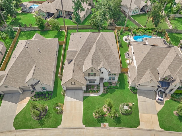 drone / aerial view with a residential view