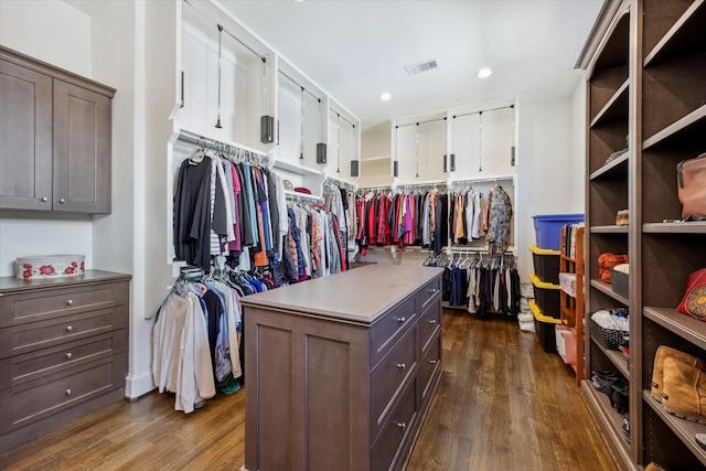 walk in closet featuring dark hardwood / wood-style flooring