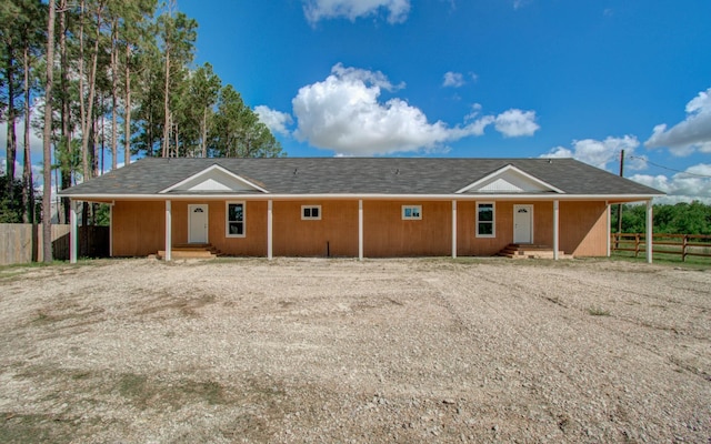 view of single story home