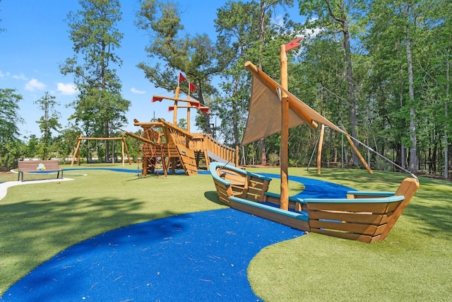 view of play area featuring a yard