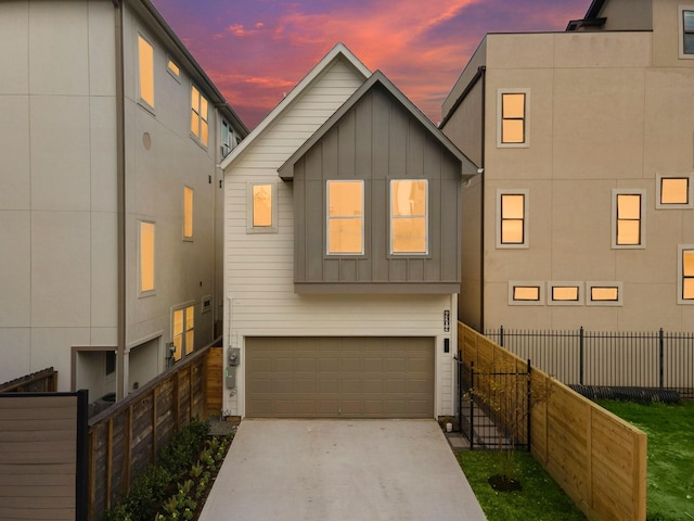 view of front of home with a garage