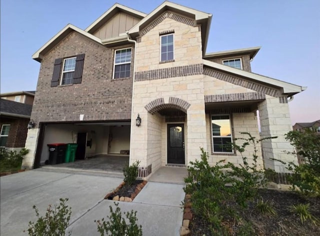 view of front of house with a garage