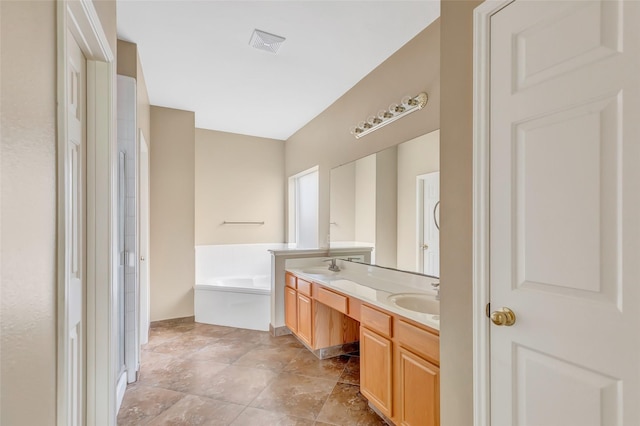 bathroom featuring vanity and a bathtub