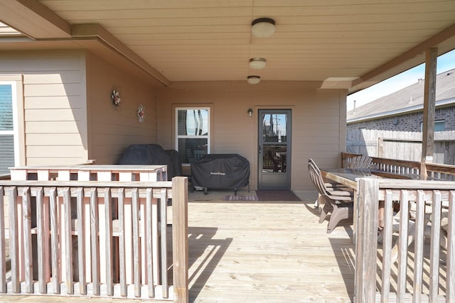 deck with area for grilling