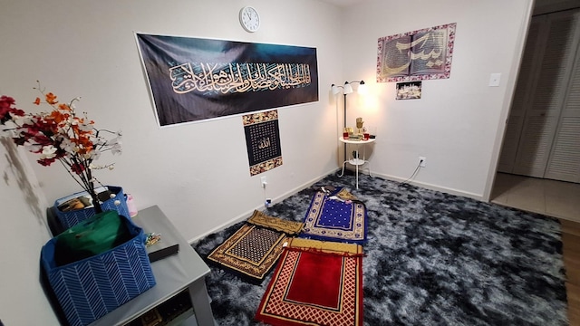 interior space featuring carpet