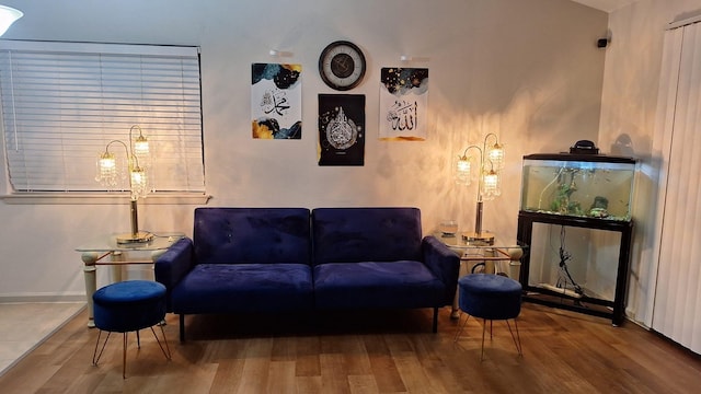 sitting room with hardwood / wood-style floors