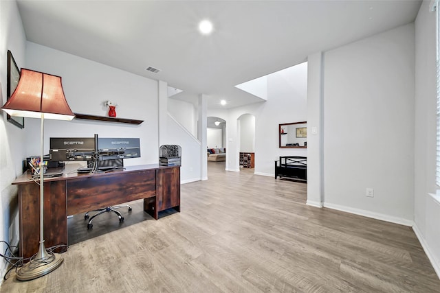 office featuring light hardwood / wood-style flooring