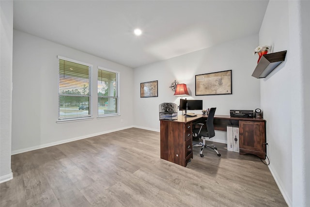 office featuring light hardwood / wood-style flooring