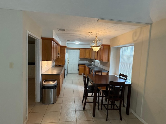 dining space with sink