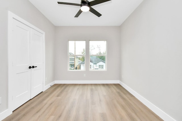 interior space featuring ceiling fan and light hardwood / wood-style floors