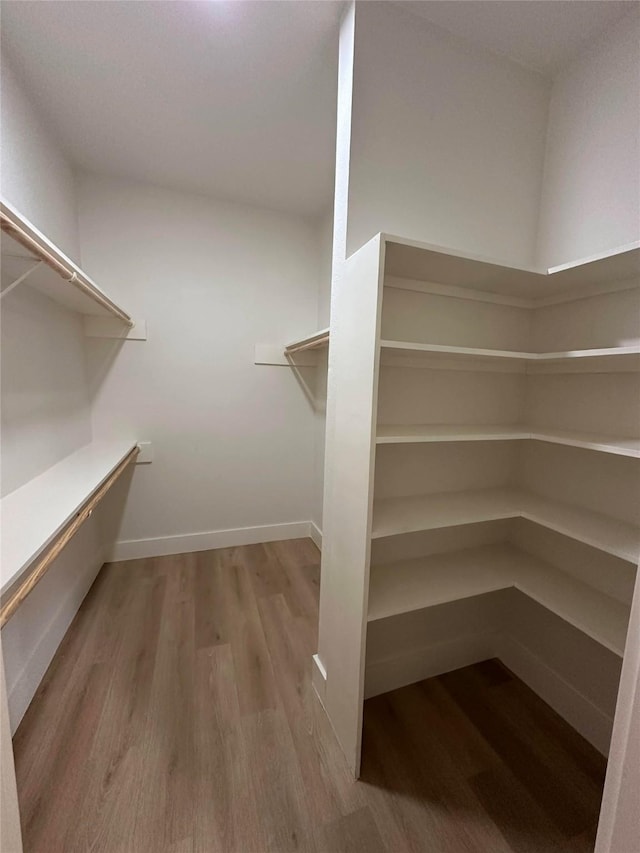 spacious closet with light hardwood / wood-style floors