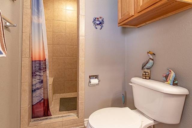 bathroom featuring toilet and a shower with curtain