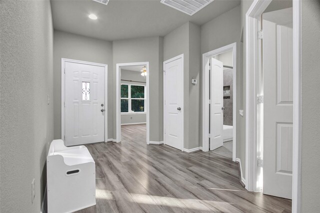 entrance foyer featuring light hardwood / wood-style flooring