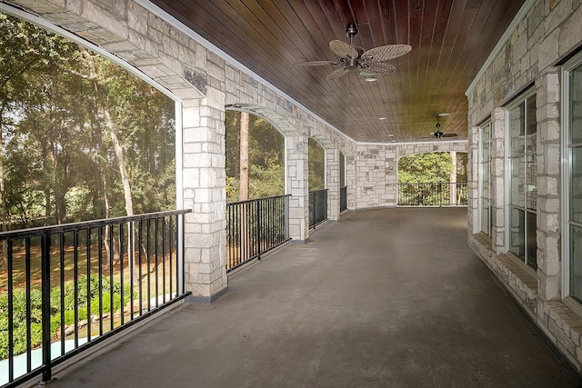 view of patio with ceiling fan