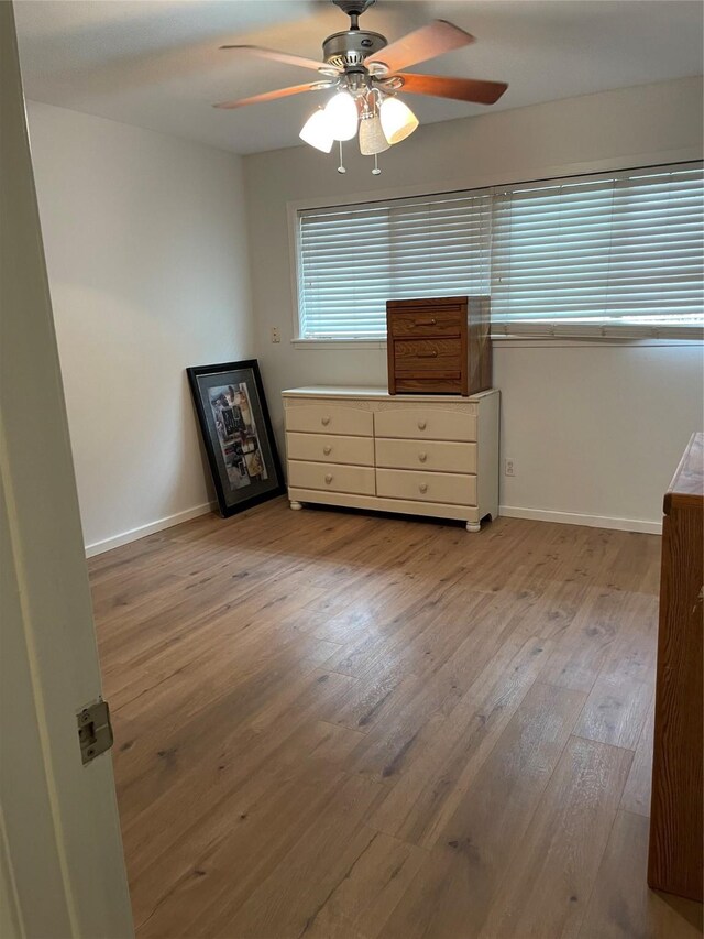 3809 N Braeswood Blvd Unit 24, Houston, TX 77025 - unfurnished bedroom with ceiling fan and light hardwood / wood-style floors
