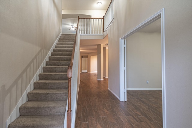 staircase featuring a high ceiling