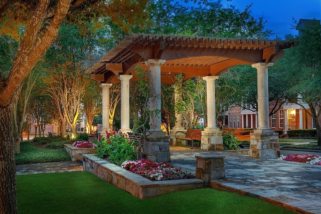 view of patio featuring a pergola